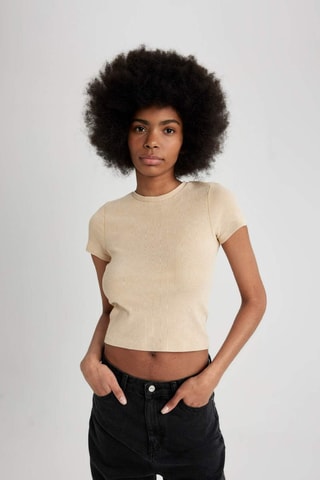 T-shirt cropped - Bege