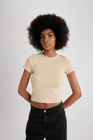 T-shirt cropped - Bege