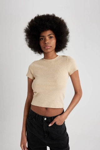 T-shirt cropped - Bege
