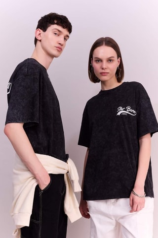 T-shirt oversize - Preto mesclado