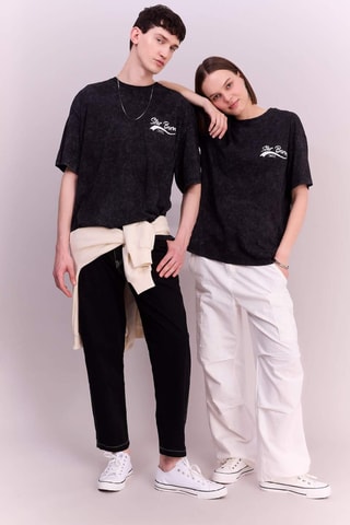T-shirt oversize - Preto mesclado