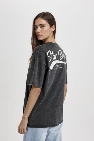 T-shirt oversize - Preto mesclado