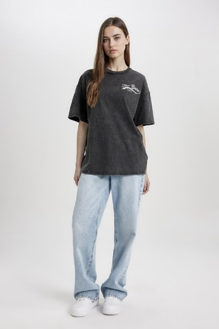 T-shirt oversize - Preto mesclado