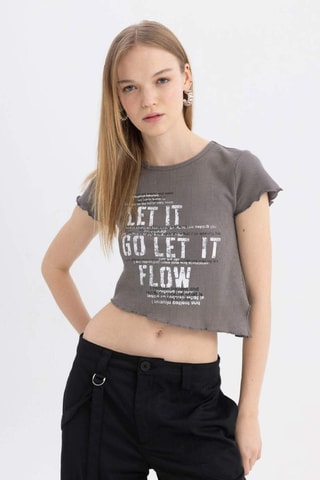 Crop top slim - Cinzento