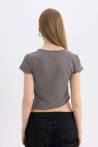 Crop top slim - Cinzento