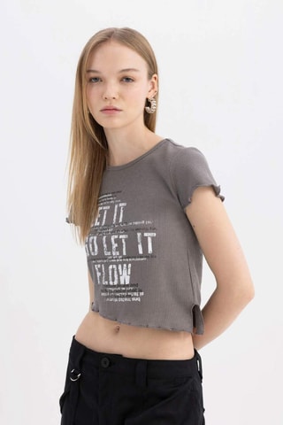 Crop top slim - Cinzento
