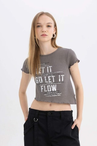 Crop top slim - Cinzento
