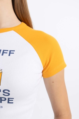 Crop top slim - Branco e laranja