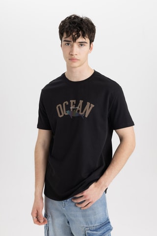 T-shirt Regular Fit - Zwart
