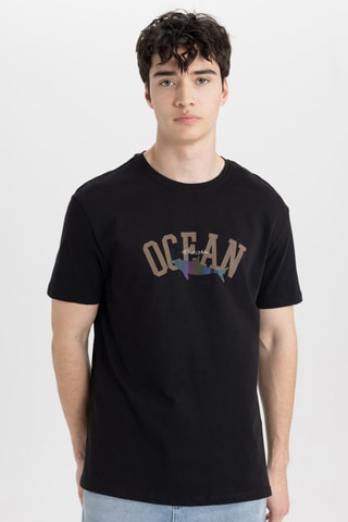 T-shirt Regular Fit - Zwart