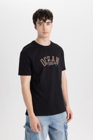 T-shirt Regular Fit - Zwart