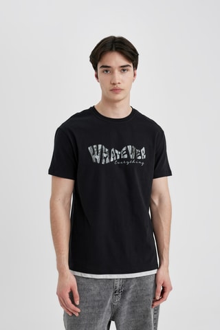 T-shirt Regular Fit - Zwart