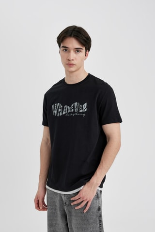 T-shirt Regular Fit - Zwart