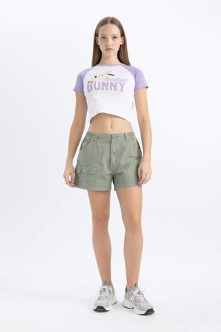 Crop top slim - Branco e violeta