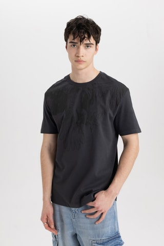T-shirt Regular Fit - Antraciet