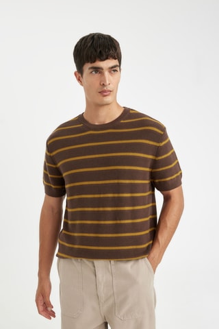T-shirt regular - Castanho e bege
