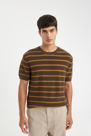 T-shirt regular - Castanho e bege