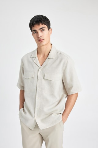 Camisa relaxed em linho - Bege