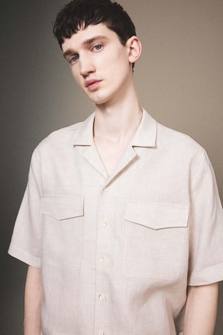Camisa relaxed em linho - Bege