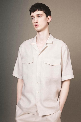 Camisa relaxed em linho - Bege