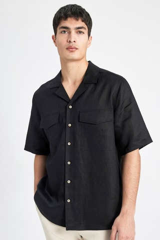 Camisa relaxed em linho - Preto