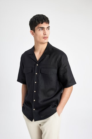 Camisa relaxed em linho - Preto