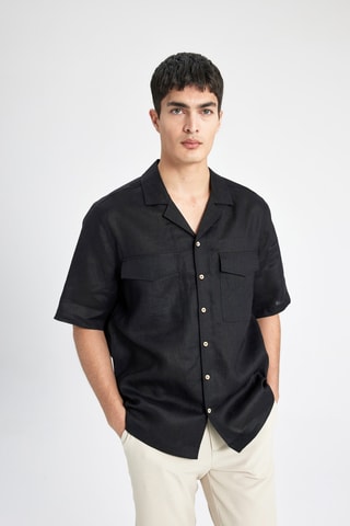Camisa relaxed em linho - Preto