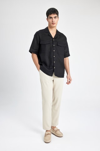 Camisa relaxed em linho - Preto