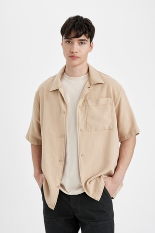 Camisa relaxed em linho - Bege