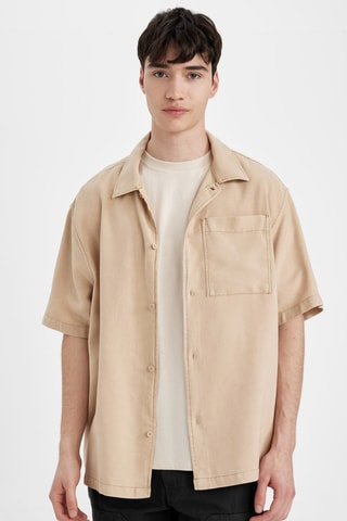 Camisa relaxed em linho - Bege