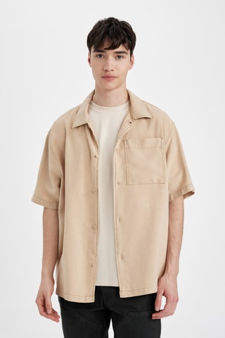 Camisa relaxed em linho - Bege