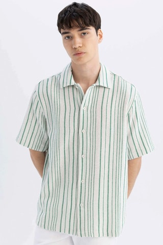 Overhemd relaxed - Wit en Groen