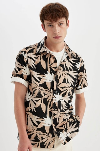 Overhemd Regular Fit - Beige en Zwart
