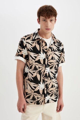 Overhemd Regular Fit - Beige en Zwart