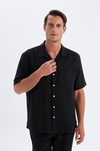 Camisa relaxed em linho - Preto