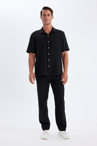 Camisa relaxed em linho - Preto
