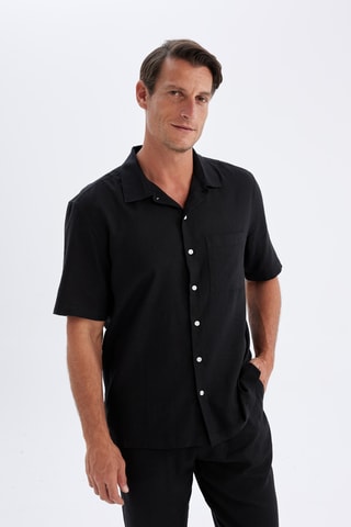 Camisa relaxed em linho - Preto