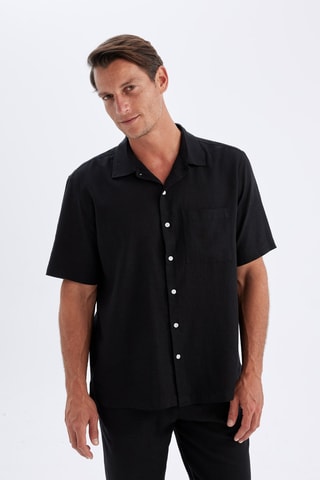 Camisa relaxed em linho - Preto