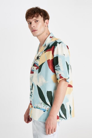Overhemd relaxed - Blauw en Geel
