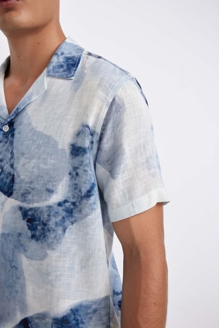 Camisa regular - Azul-claro e branco
