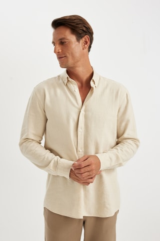 Camisa relaxed em linho - Bege