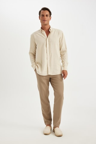 Camisa relaxed em linho - Bege