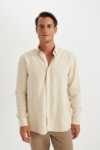 Camisa relaxed em linho - Bege