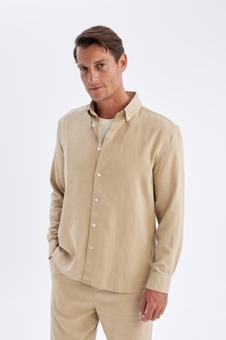 Camisa relaxed em linho - Bege