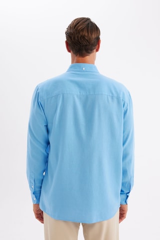 Camisa relaxed em linho - Azul-claro