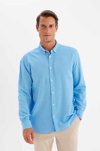 Camisa relaxed em linho - Azul-claro