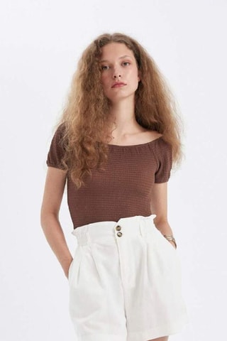 Crop top slim - Castanho