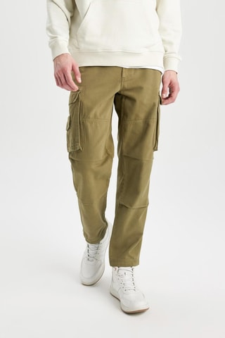 Calças cargo - Verde-caqui