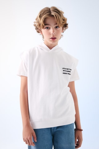 T-shirt com capuz - Branco