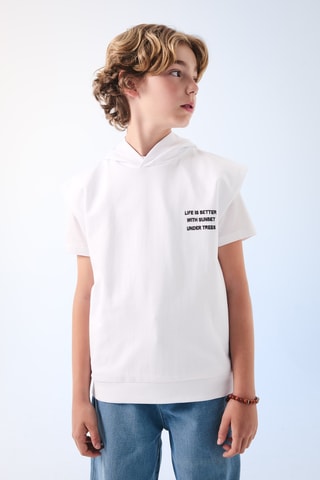 T-shirt com capuz - Branco